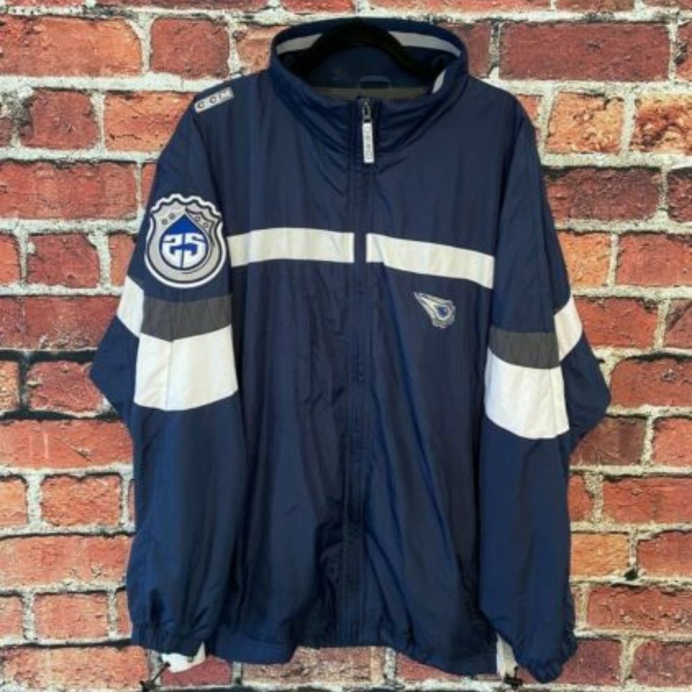 RARE Oilers Jacket Men XL Gear Oil Drop Logo Fireball CCM Windbreaker MacFarlane